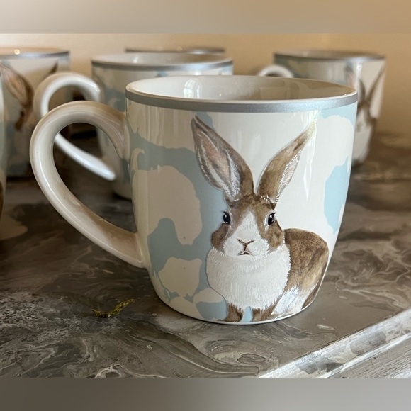 Williams Sonoma Damask Easter Bunny Mug, Set of Four, Discontinued, NWOT - Picture 3 of 12